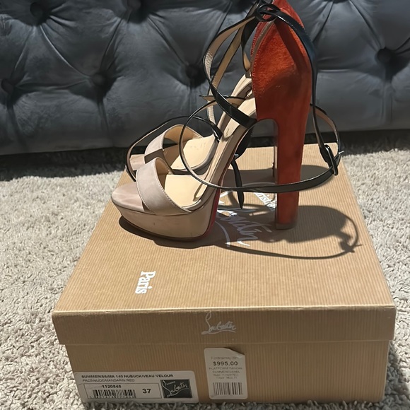 Christian louboutin          SUMMERISSIMA 140 NUBUCK/VEAU VELOUR SZ 37 - Picture 1 of 5